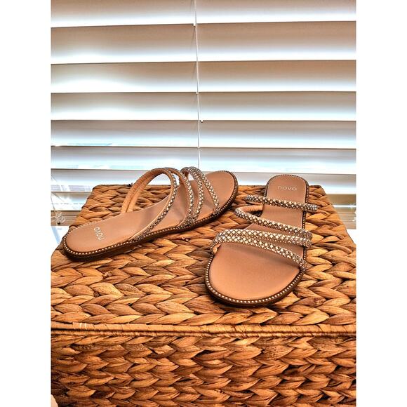 Novo Starry Sliders, Nude, Diamonte Straps, Flats, Shoe Size 7 - Picture 5 of 6